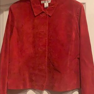 ALFANI Red Suede Crop jacket button front size L.